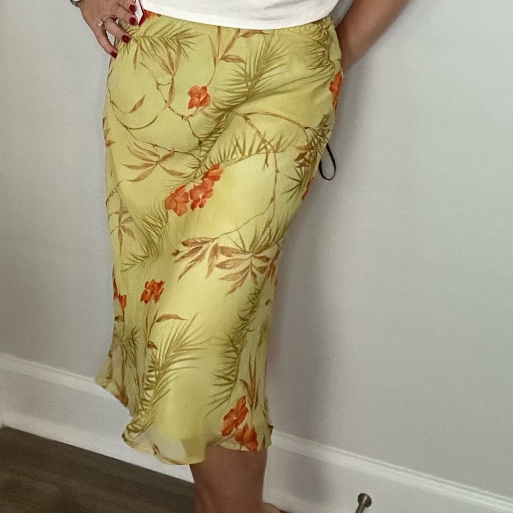 Y2K Floral Midi Skirt in Yellow and Orange